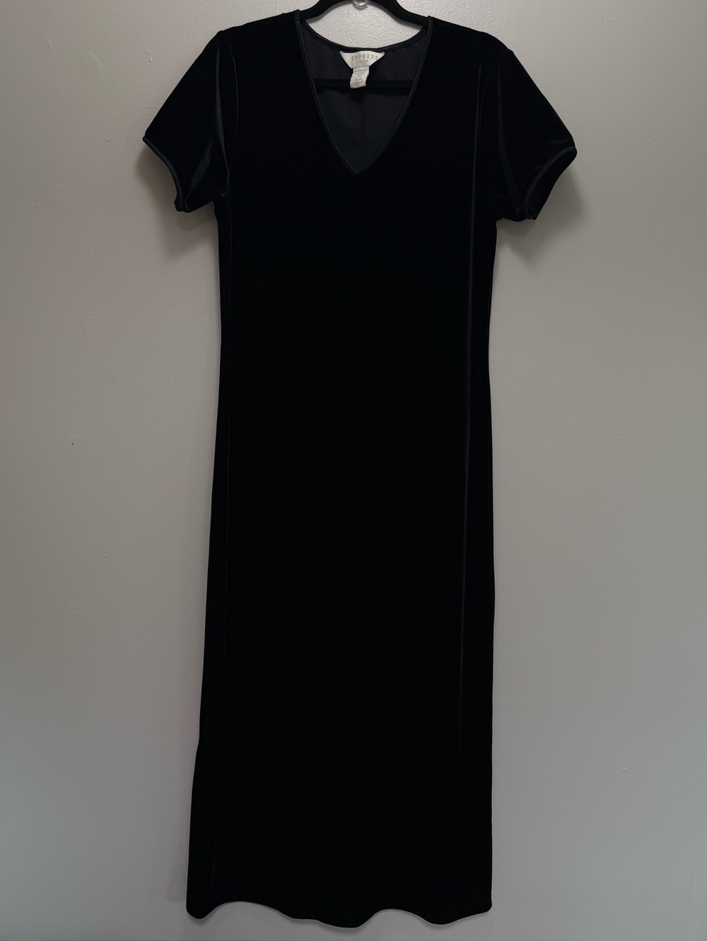 Express Black Velvet Maxi Dress with V-Neck
